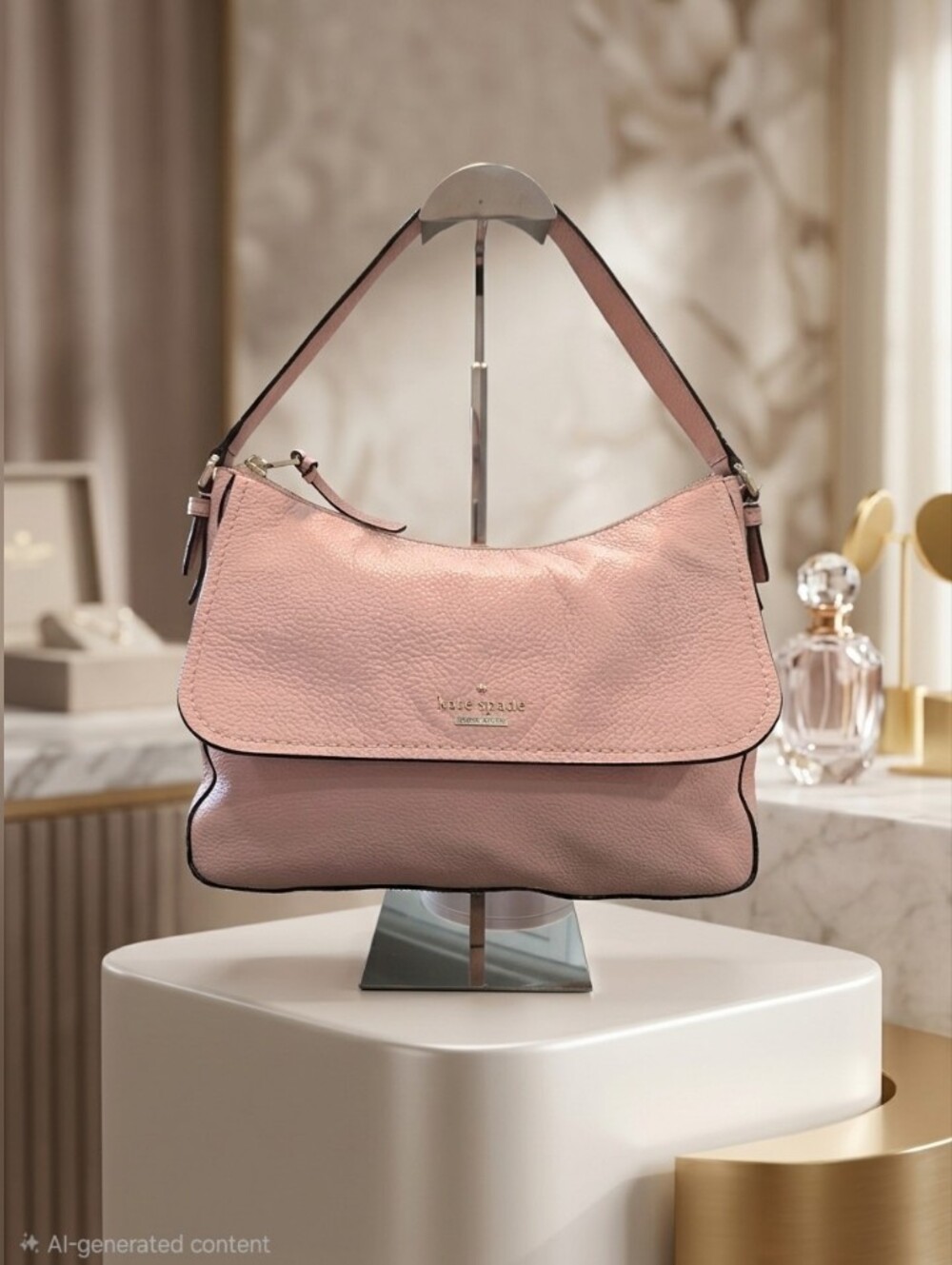 Kate Spade New York Blush Pink Pebbled Leather Shoulder Bag